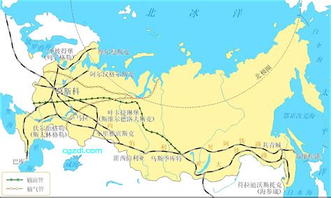 高清俄罗斯铁路、管道和城市分布图大图_世界地理地图_初高中地理网