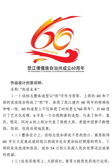 怒江傈僳族自治州成立60周年庆祝活动徽标征集结果公告 - 创意征集网