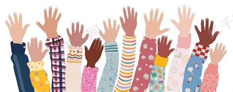 多民族快乐的孩子们成群结队地举起双手。背景图片免费下载_海报banner/高清大图_千库网(图片编号6220851)