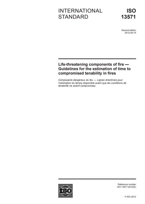 ISO 13571:2012 - Life-threatening components of fire — Guidelines for the estimation of time to