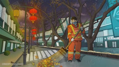 环卫工人节城市环境卫生插画图片-千库网