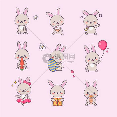 小兔子,复活节,可爱的,概念,节日,无人,绘画插图,符号,鸟类,性格设计模板,汇图网www.huitu.com