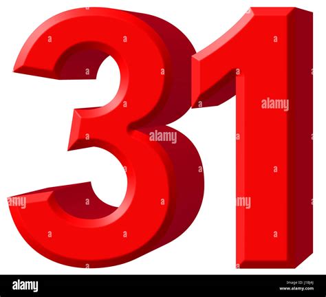 Numeral 31, thirty one, isolated on white background, 3d render Stock ...