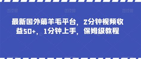 最新国外薅羊毛平台，2分钟视频收益50+，1分钟上手，保姆级教程【揭秘】_优创网