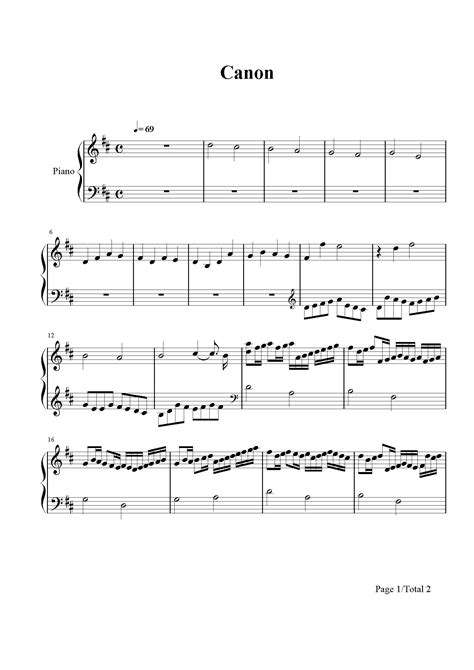 卡农D调简单版双手简谱预览1-钢琴谱文件（五线谱、双手简谱、数字谱、Midi、PDF）免费下载