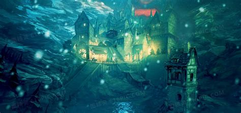 夜晚魔法城堡背景图片下载_1920x900像素JPG格式_编号ve7fex9mz_图精灵