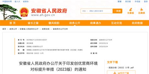 安徽省人民政府办公厅关于印发创优营商环境 对标提升举措（2023版）的通知-安徽省CDMO产业联盟
