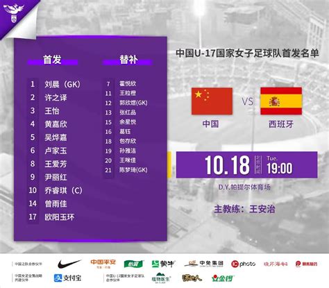 生死战！U17女足世界杯-中国vs西班牙首发：乔睿琪、刘晨先发-直播吧