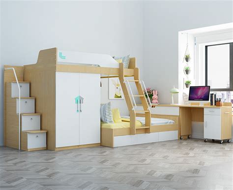 儿童房榻榻米床书柜一体装修设计图_装信通网效果图