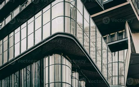 urban gray background with facade of a business center, buildings with ...
