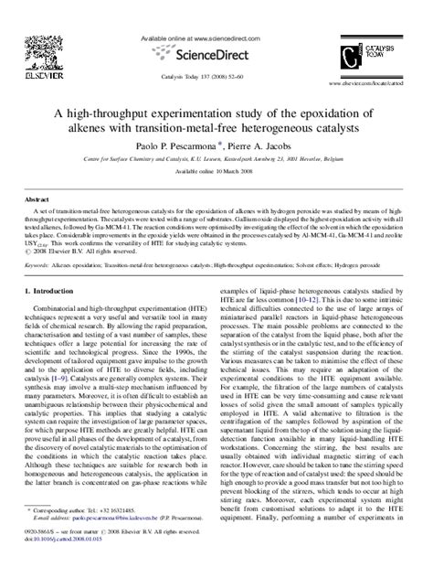 (PDF) A high-throughput experimentation study of the epoxidation of ...