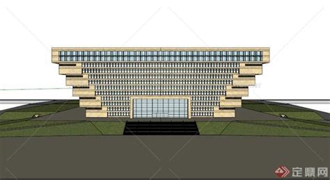 包头党政大楼设计su模型 - SketchUp模型库 - 毕马汇 Nbimer