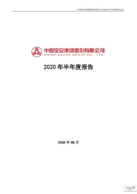 中国宝安：2020年半年度报告