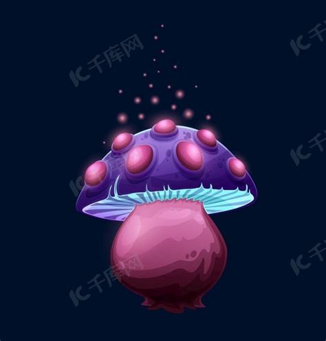 奇幻魔法卡通蘑菇，用于 ui 或 gui 界面的外星森林植物矢量设计。背景图片免费下载_海报banner/高清大图_千库网(图片编号6200894)