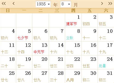 1935全年日历农历表 - 第一星座网
