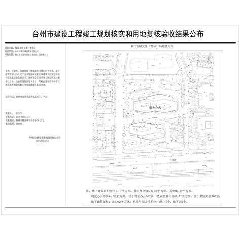 台州市椒江城建置业有限公司椒江金融大厦（暂名）项目竣工规划核实和用地复核验收结果公布