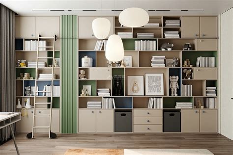 白色书柜书桌一体大容量满墙整面墙定制家用大人书房多功能组合柜-阿里巴巴