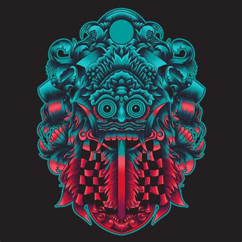 Barong mask balinese mask with neon color 6317688 Vector Art at Vecteezy