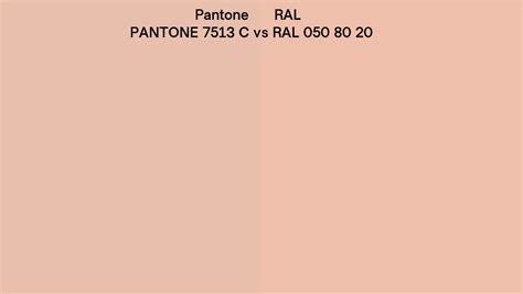 Pantone 7513 C vs RAL RAL 050 80 20 side by side comparison