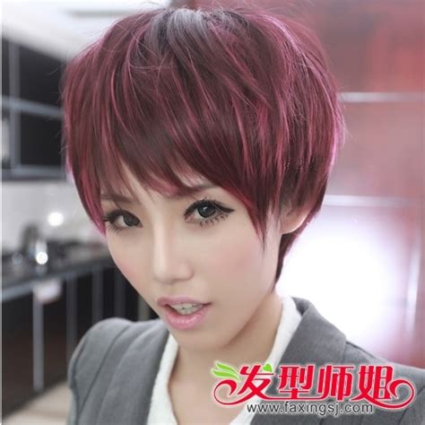 炫丽红染发图片