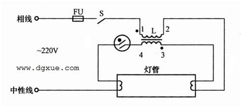 如何接荧光灯和镇流器的线