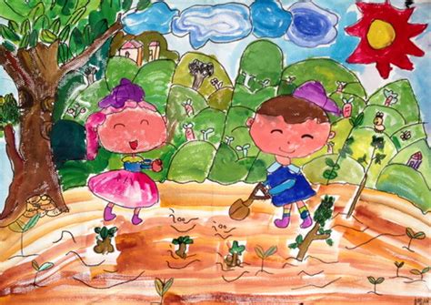 植树节儿童画5-7岁