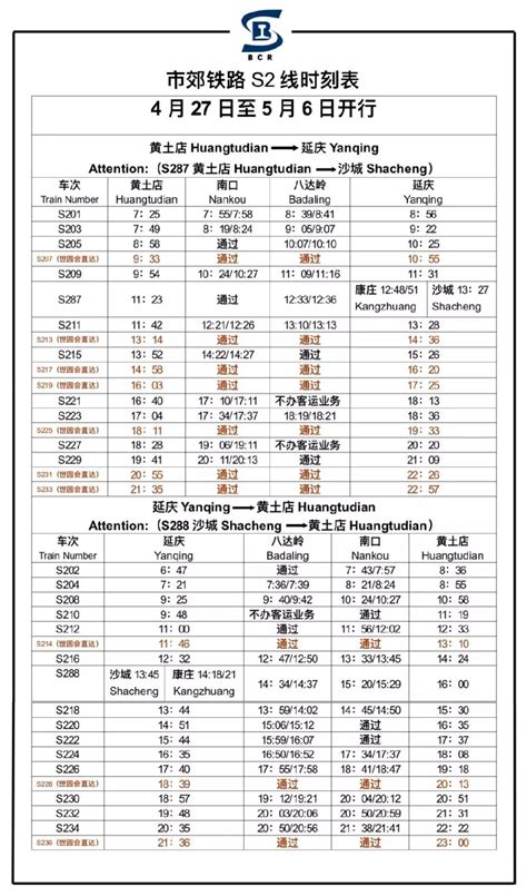 北京市郊铁路时刻表