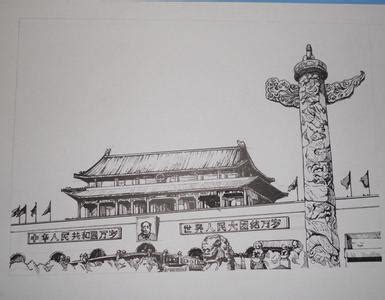 天安门广场柱子绘画