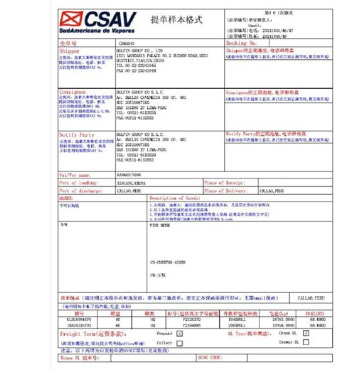 关于提单格式的问题